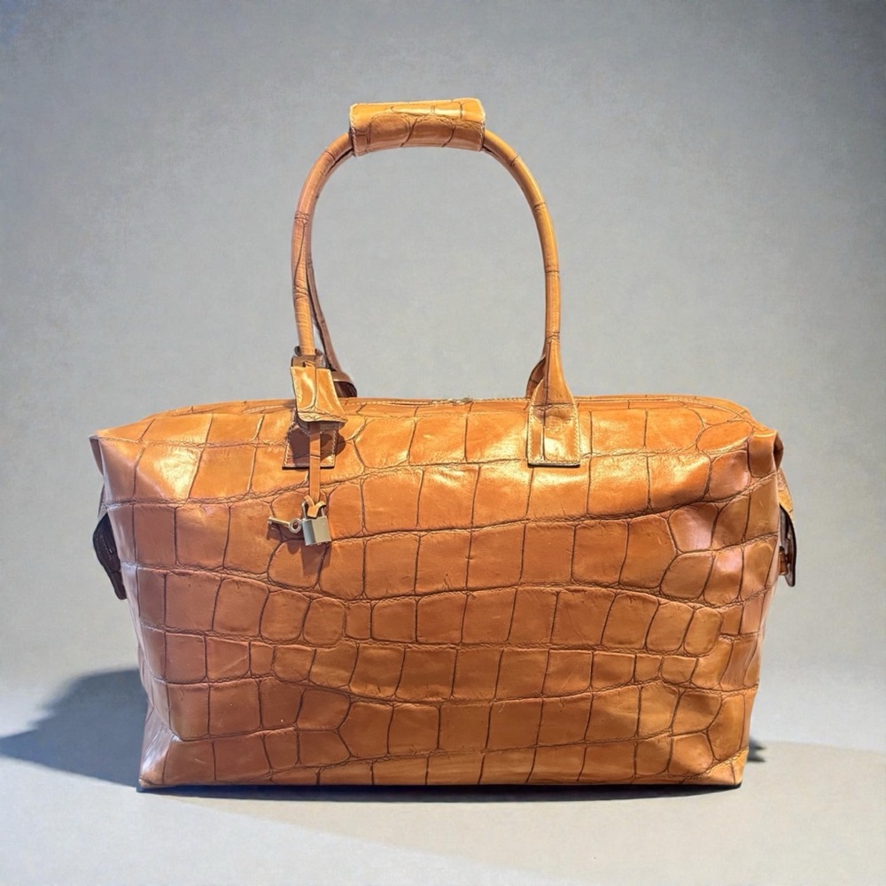 Dooney & Bourke Tan Croc-Embossed Travel Bag